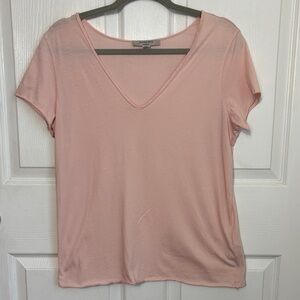 ALLSAINTS Emelyn Tonic Tee Pink distressed Vneck short sleeve sz Medium Cotton